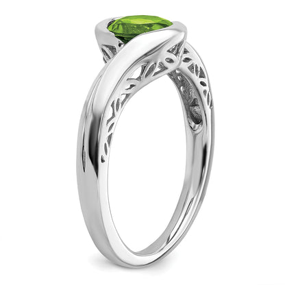 14k White Gold 6mm Round Peridot Bypass Ring