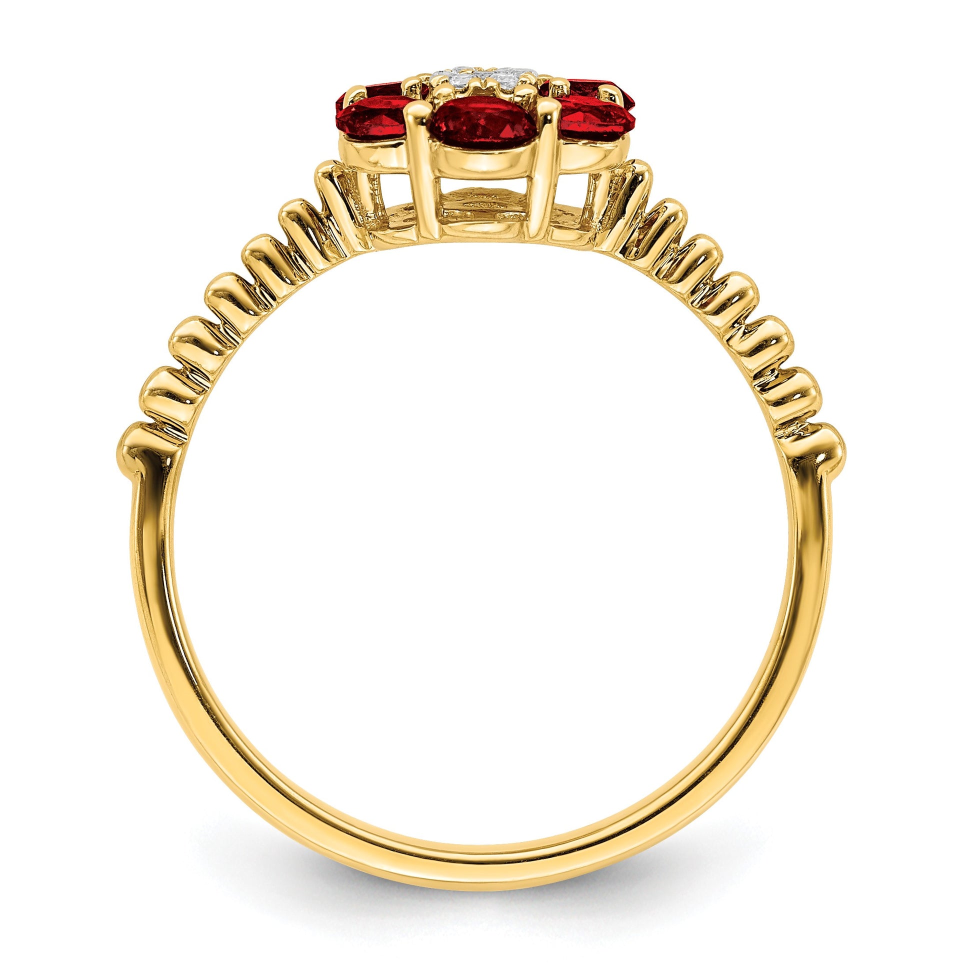 14k Garnet and Diamond Floral Ring