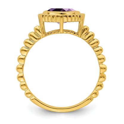 14k 6.5mm Cushion Amethyst Bezel Ring
