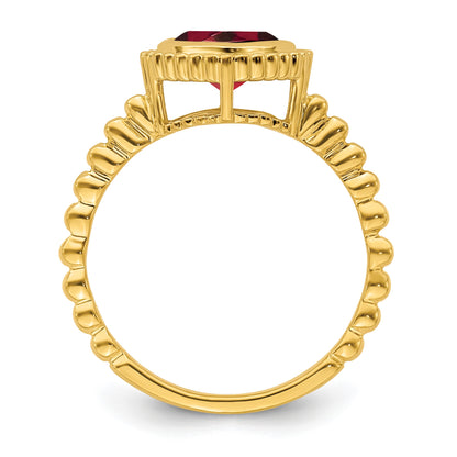 14k 6.5mm Cushion Garnet Bezel Ring