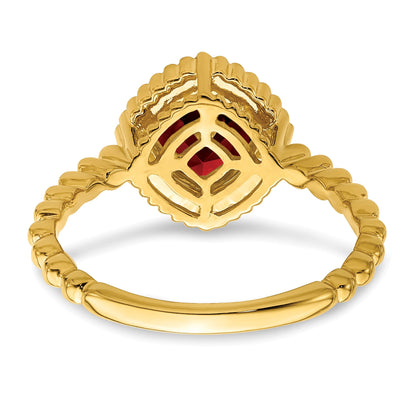 14k 6.5mm Cushion Garnet Bezel Ring