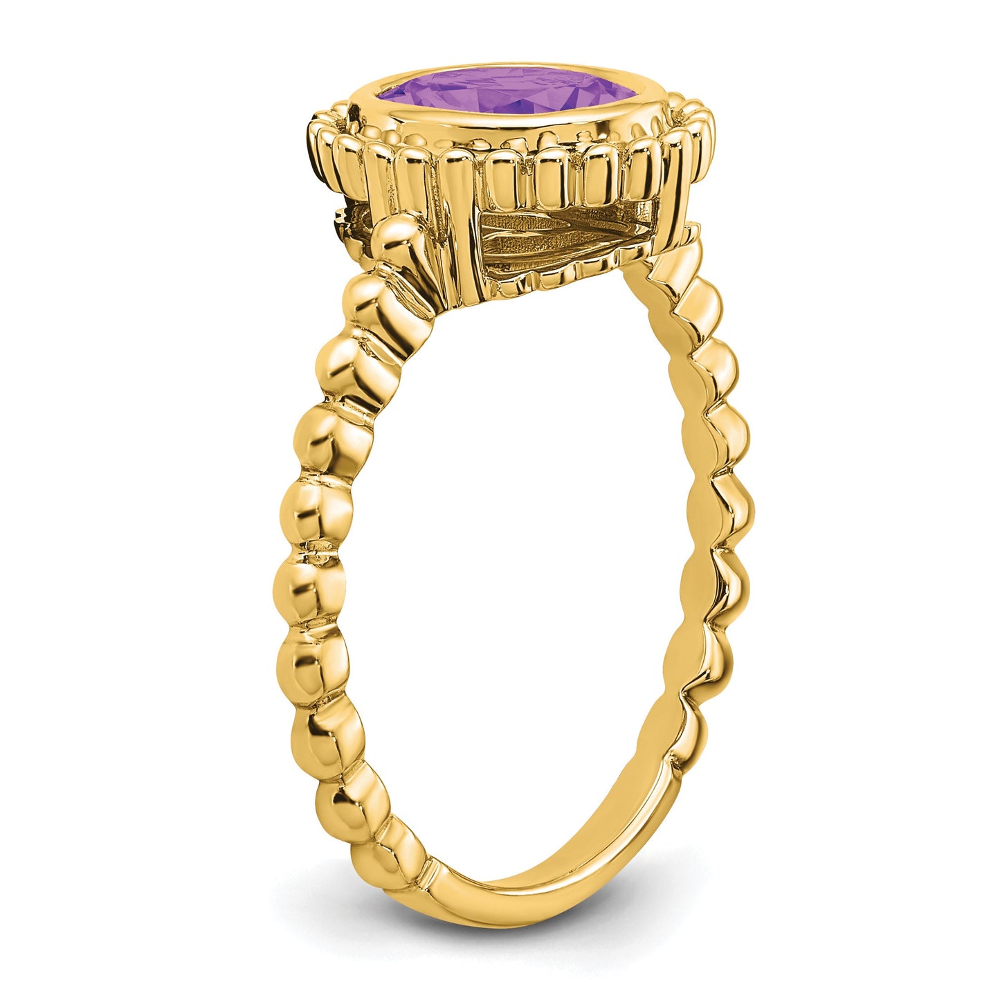 14k 8x6mm Oval Amethyst Bezel Ring
