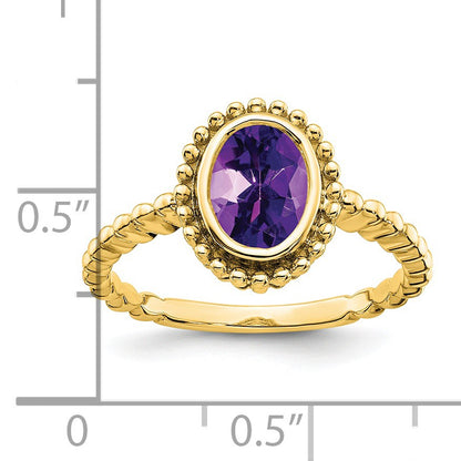 14k 8x6mm Oval Amethyst Bezel Ring