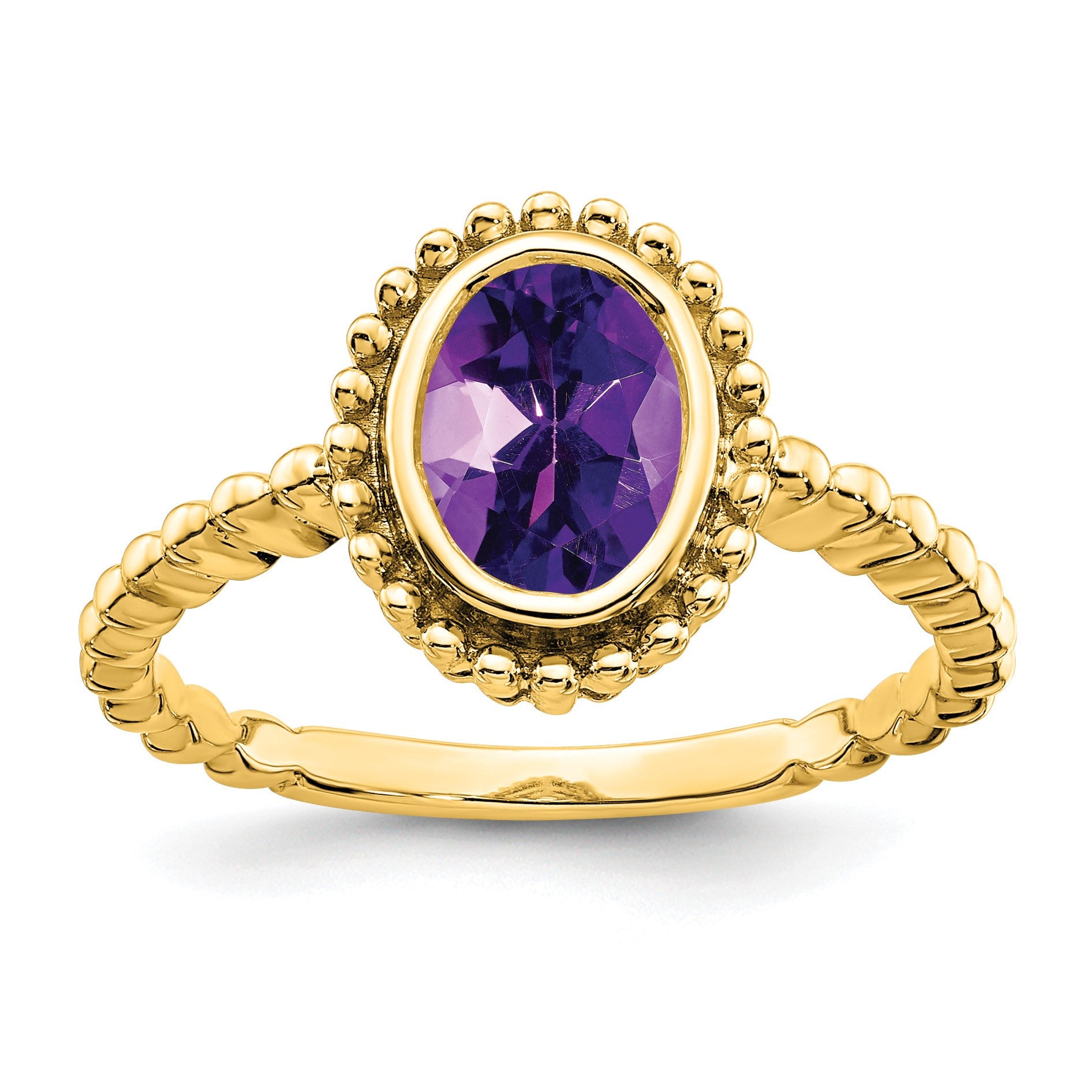 14k 8x6mm Oval Amethyst Bezel Ring