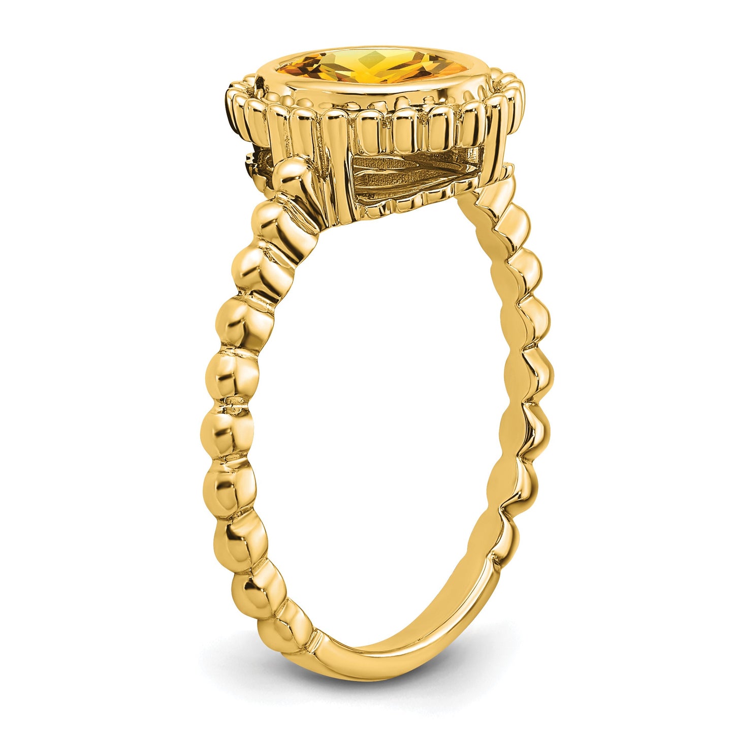 14k 8x6mm Oval Citrine Bezel Ring