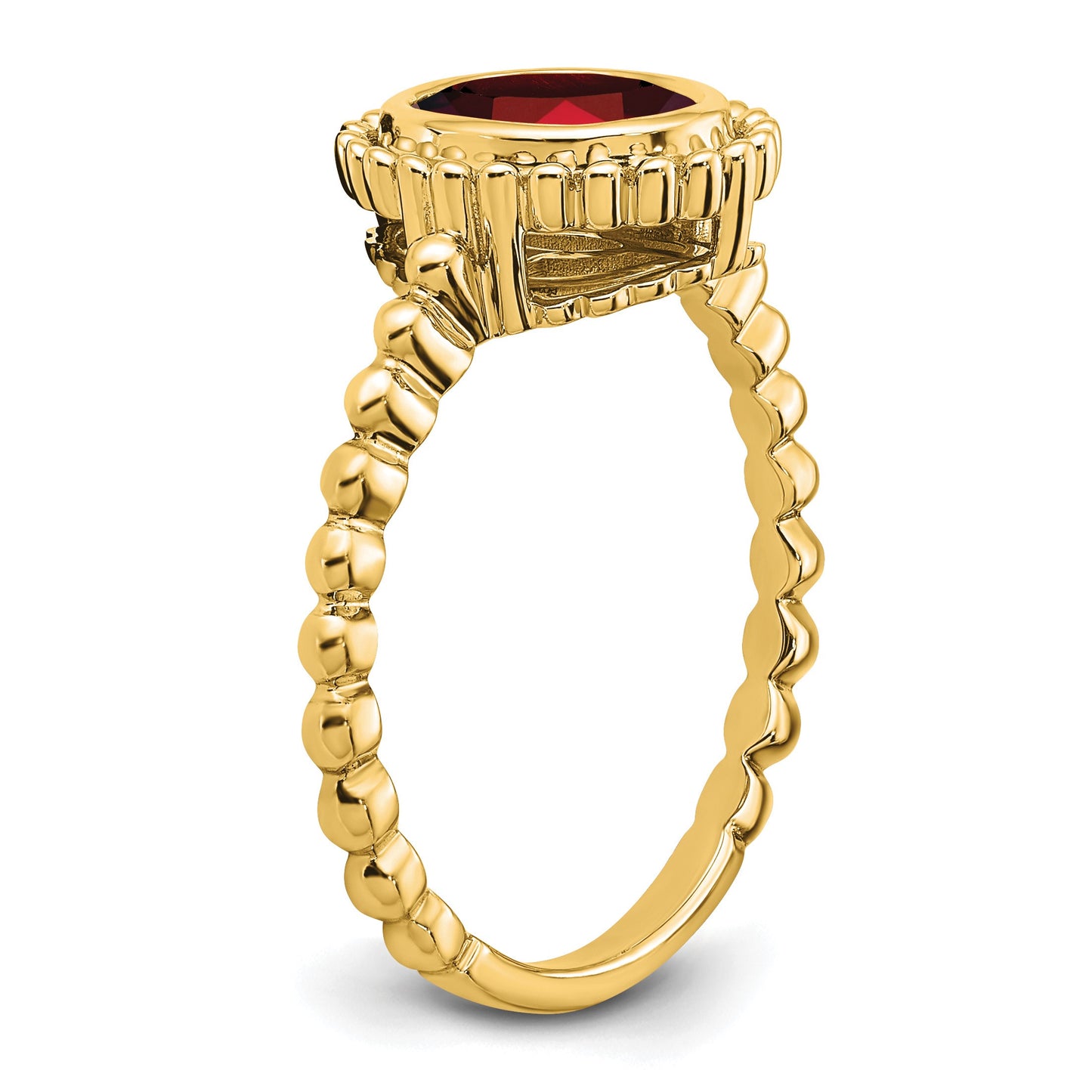 14k 8x6mm Oval Garnet Bezel Ring