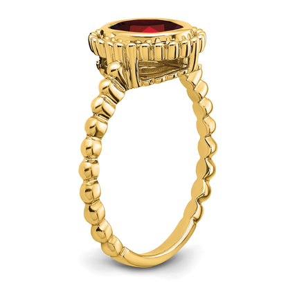 14k 8x6mm Oval Garnet Bezel Ring