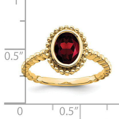 14k 8x6mm Oval Garnet Bezel Ring