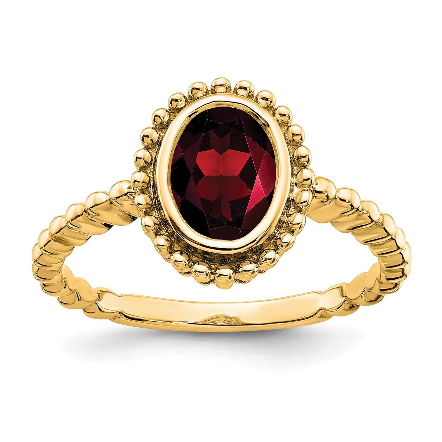 14k 8x6mm Oval Garnet Bezel Ring