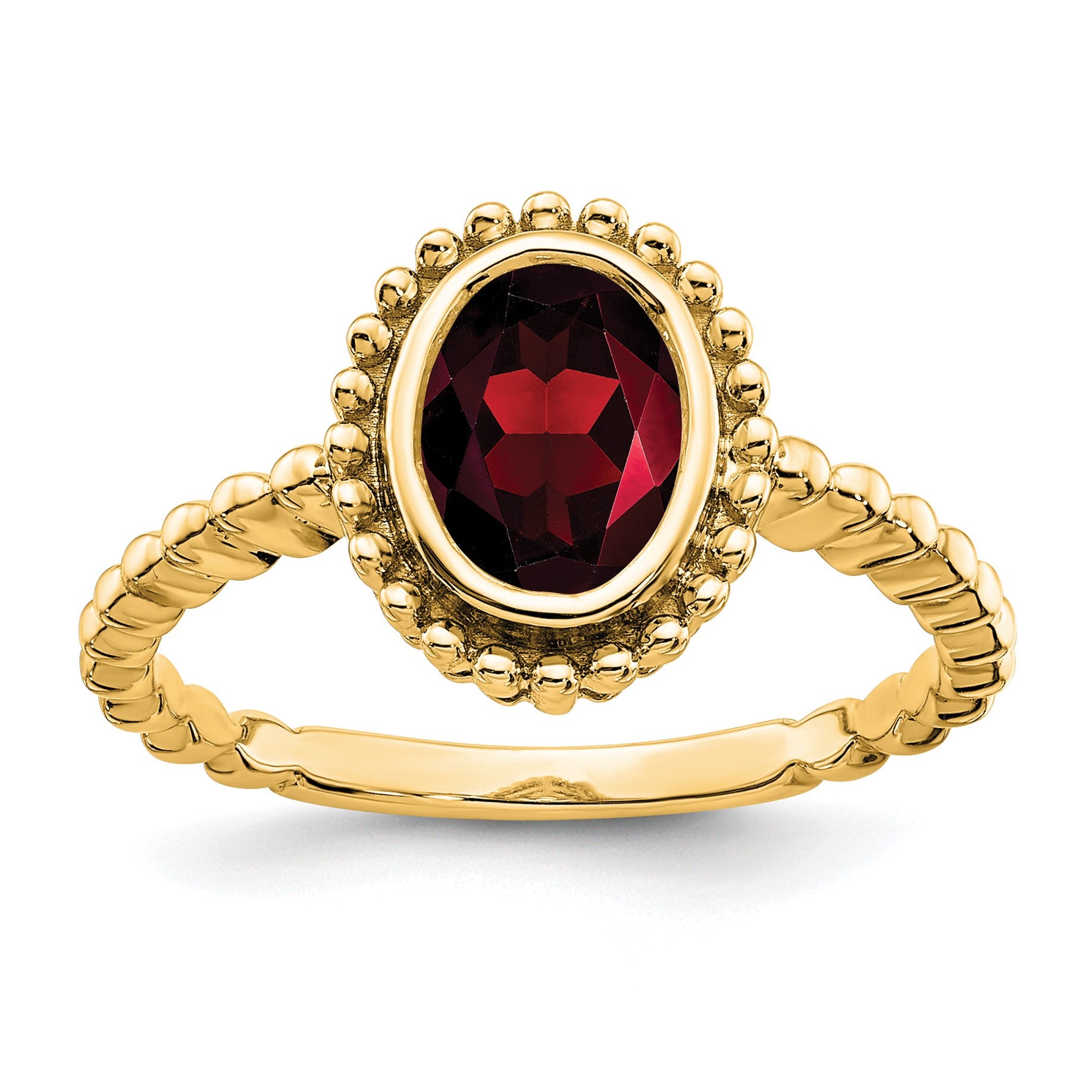 14k 8x6mm Oval Garnet Bezel Ring