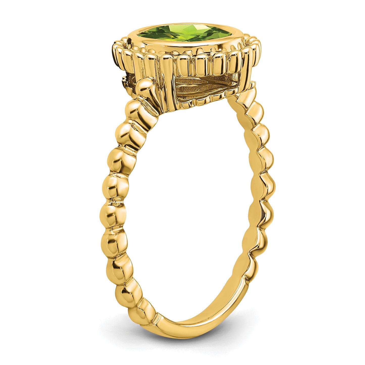 14k 8x6mm Oval Peridot Bezel Ring