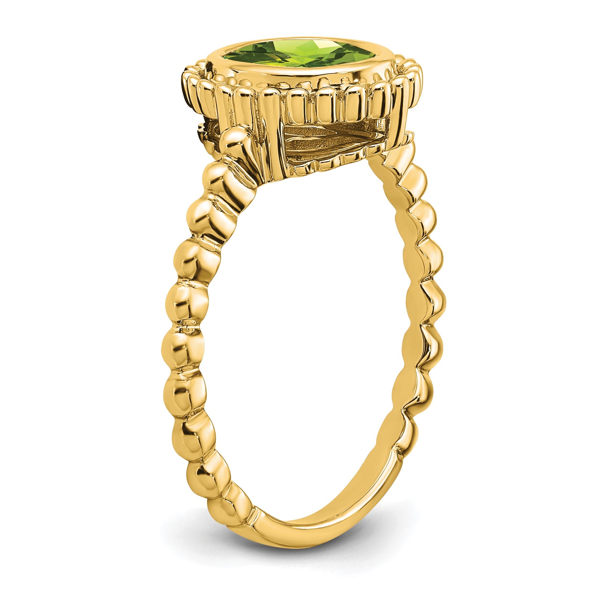 14k 8x6mm Oval Peridot Bezel Ring
