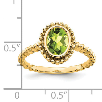 14k 8x6mm Oval Peridot Bezel Ring