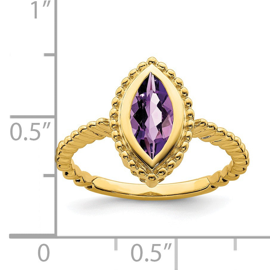 14k 10x5 Marquise Amethyst Bezel Ring