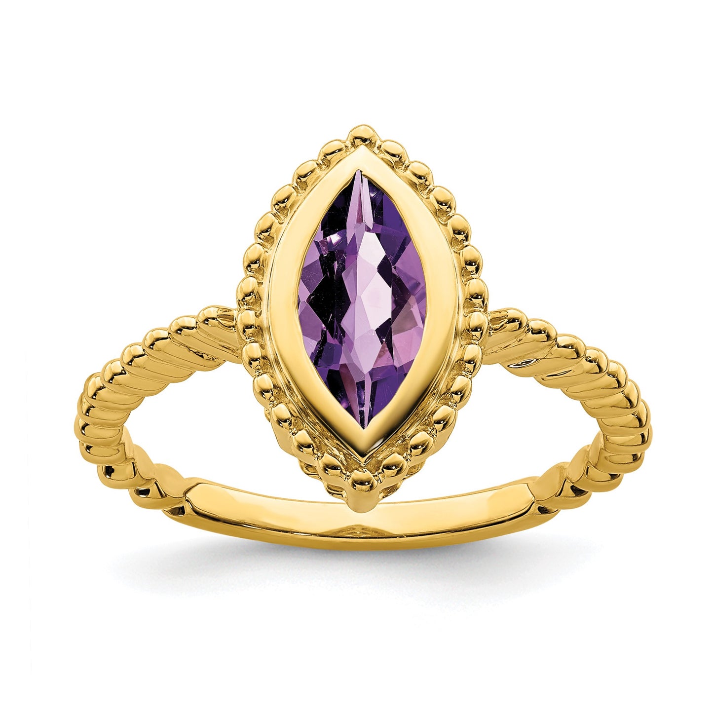 14k 10x5 Marquise Amethyst Bezel Ring