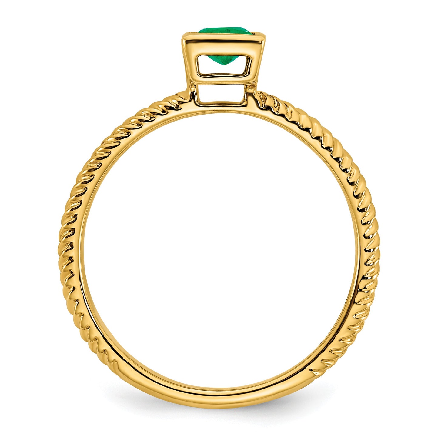 14k 4mm Square Bezel Emerald Ring