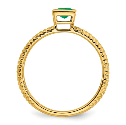 14k 4mm Square Bezel Emerald Ring