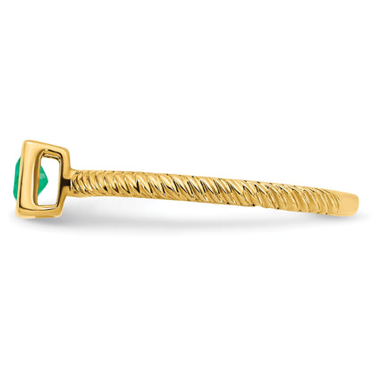 14k 4mm Square Bezel Emerald Ring