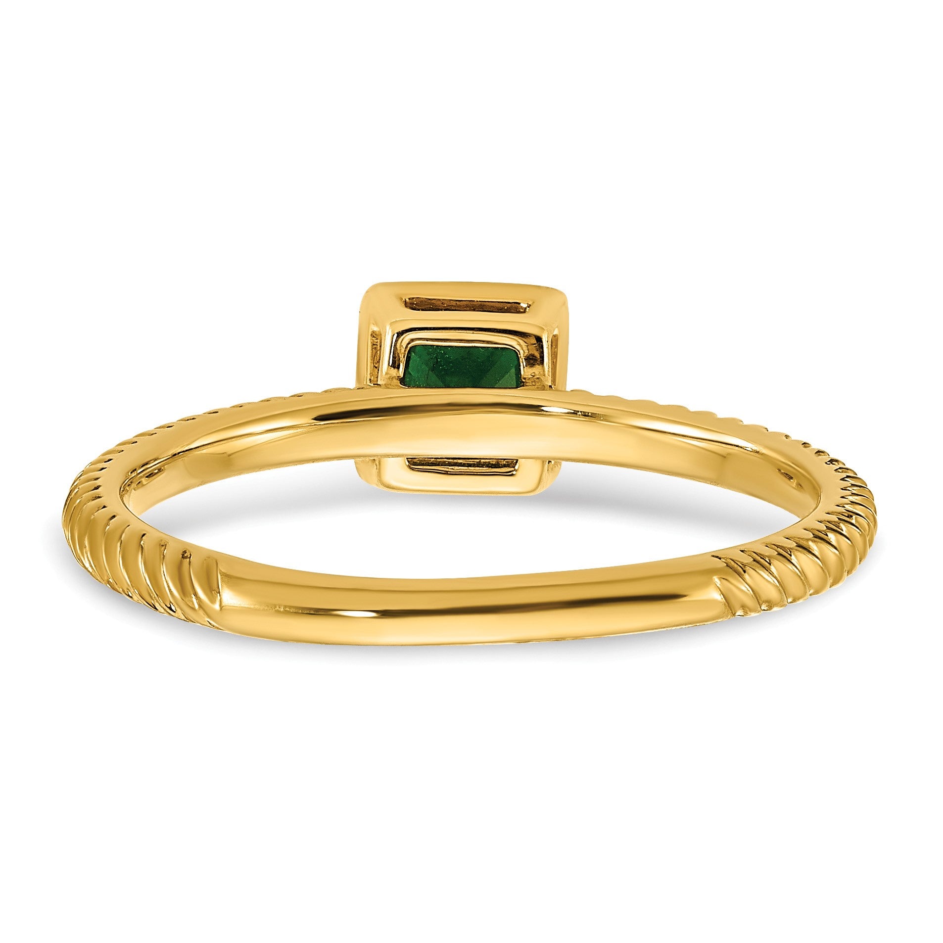 14k 4mm Square Bezel Emerald Ring