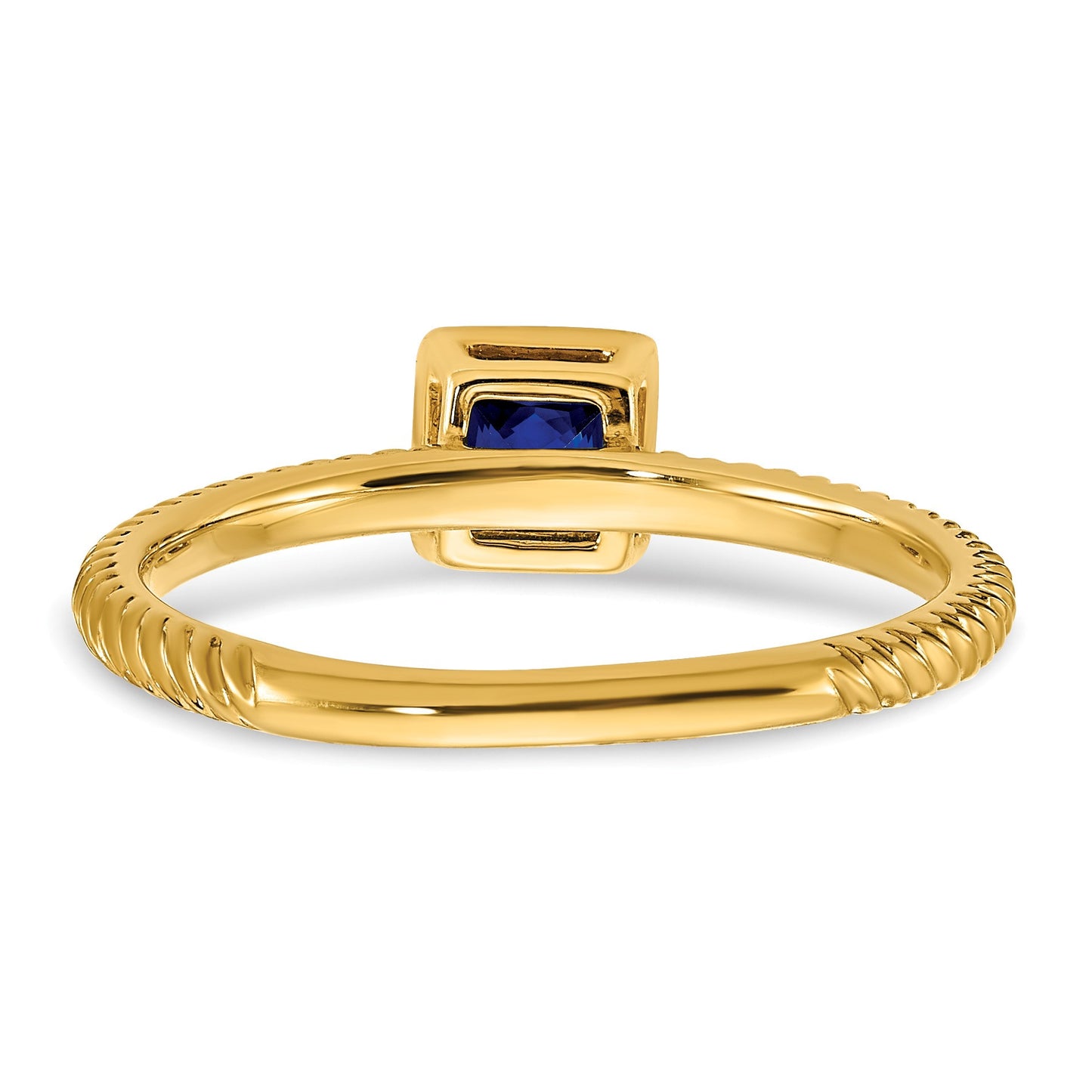 14k 4mm Square Bezel Blue Sapphire Ring