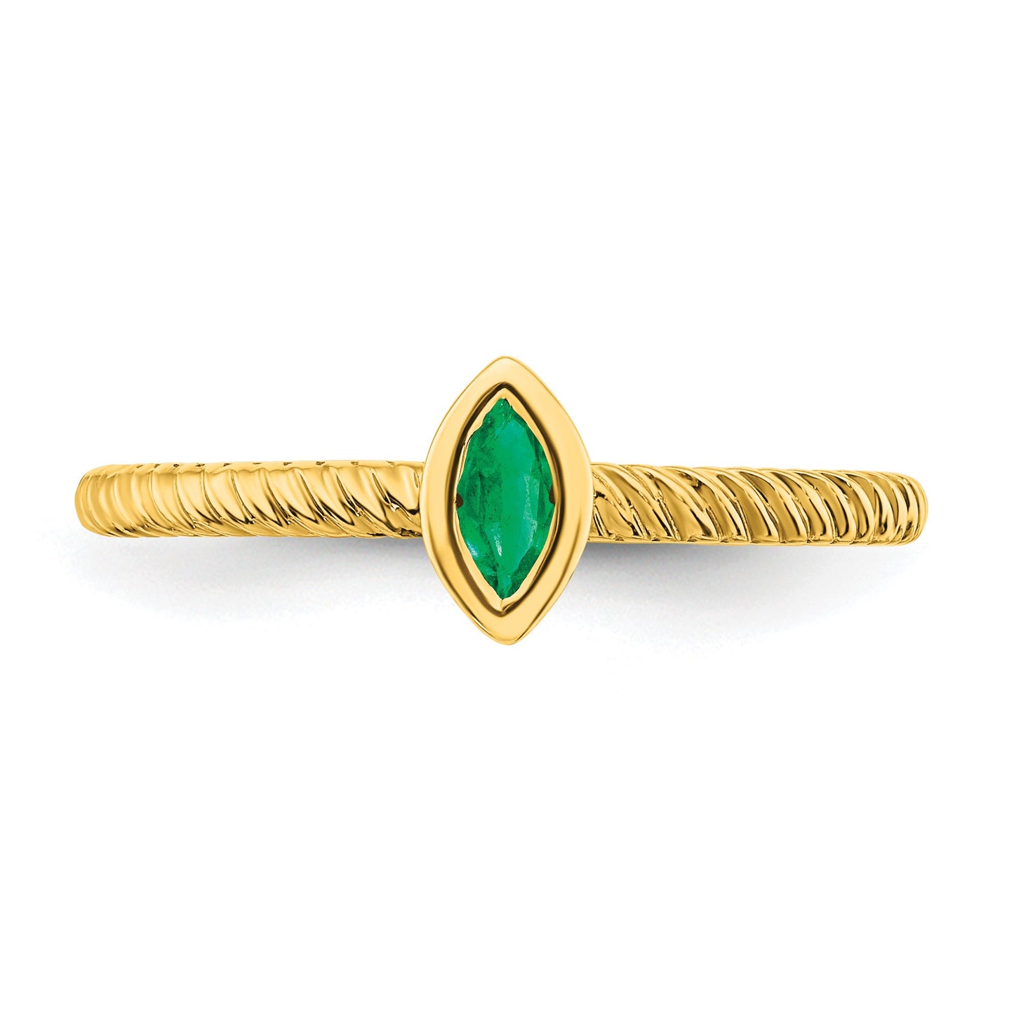 14k 5x2.5mm Marquise Bezel Emerald Ring