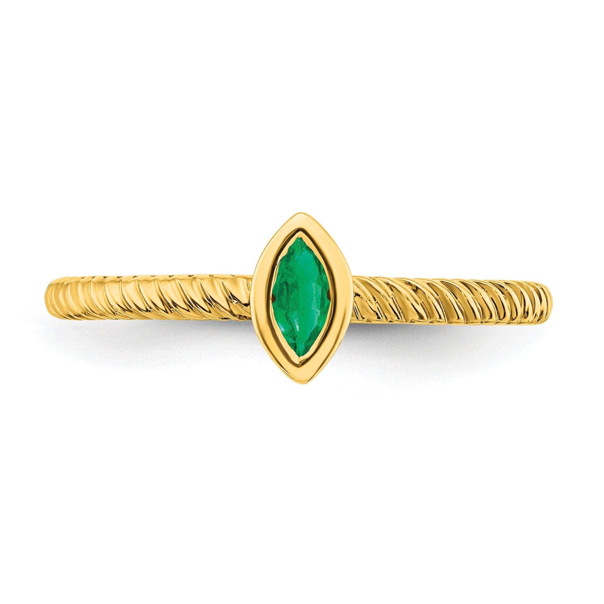 14k 5x2.5mm Marquise Bezel Emerald Ring
