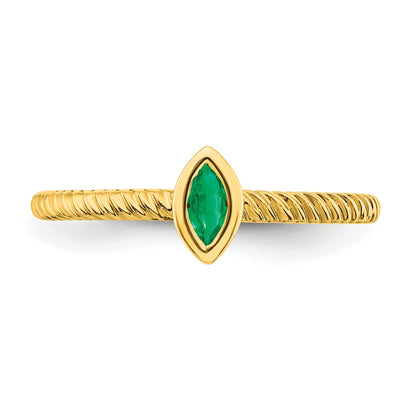 14k 5x2.5mm Marquise Bezel Emerald Ring
