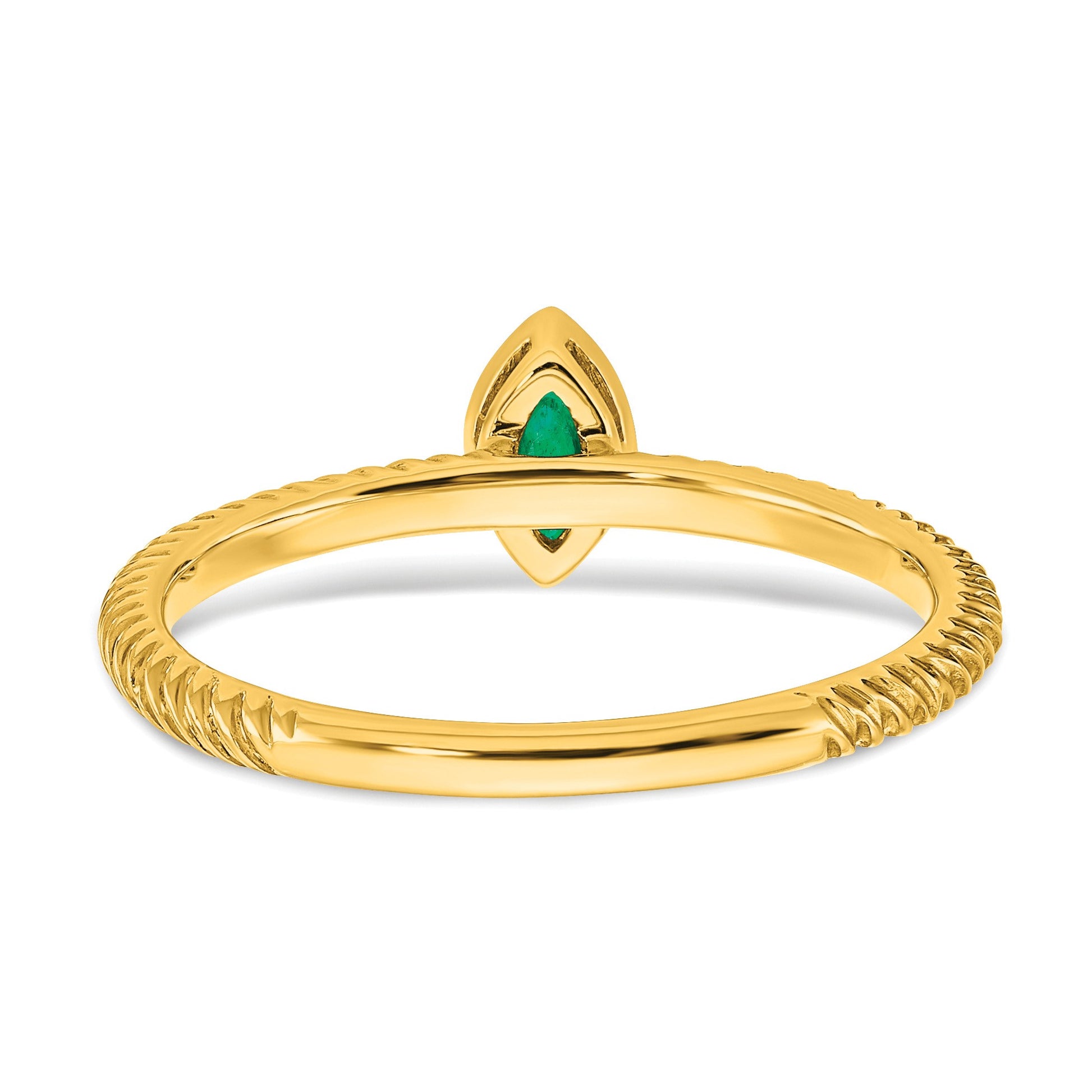 14k 5x2.5mm Marquise Bezel Emerald Ring