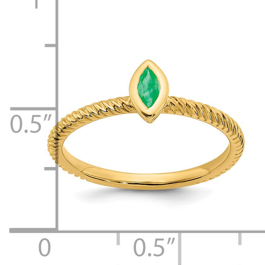 14k 5x2.5mm Marquise Bezel Emerald Ring