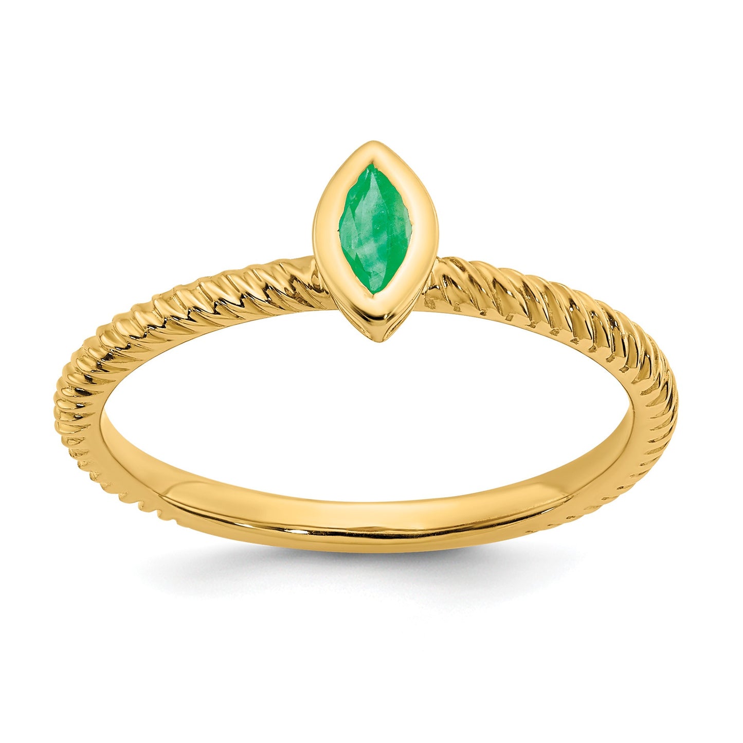 14k 5x2.5mm Marquise Bezel Emerald Ring