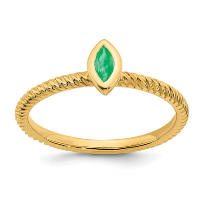14k 5x2.5mm Marquise Bezel Emerald Ring
