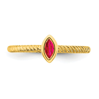 14k 5x.25mm Marquise Bezel Ruby Ring