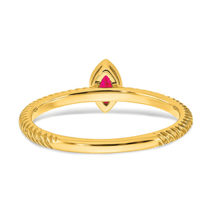 14k 5x.25mm Marquise Bezel Ruby Ring