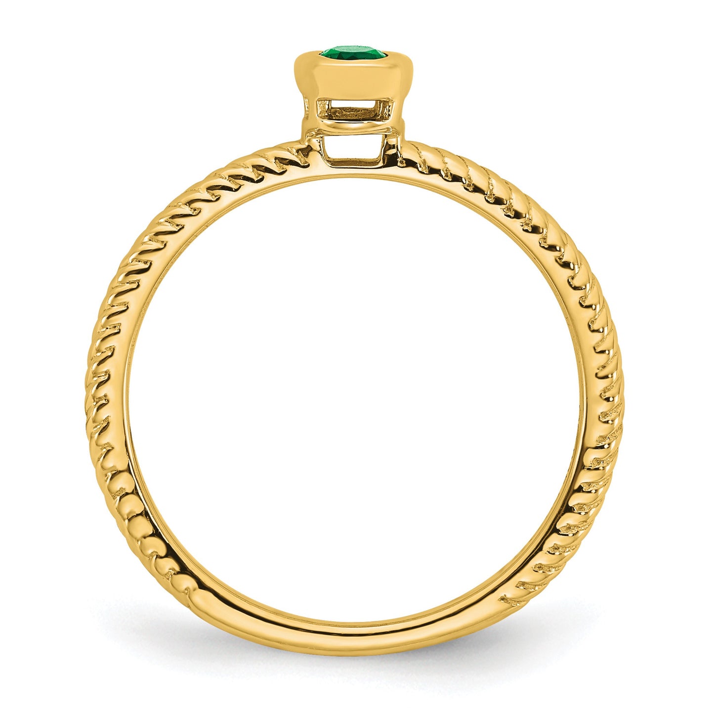 14k 5x3.5mm Oval Bezel Emerald Ring