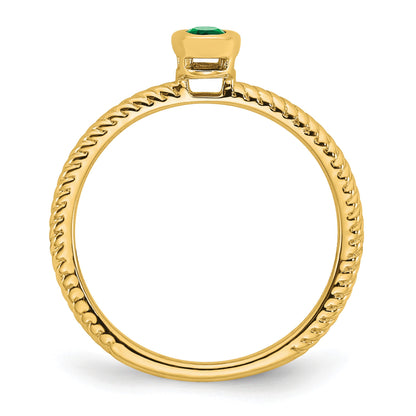 14k 5x3.5mm Oval Bezel Emerald Ring