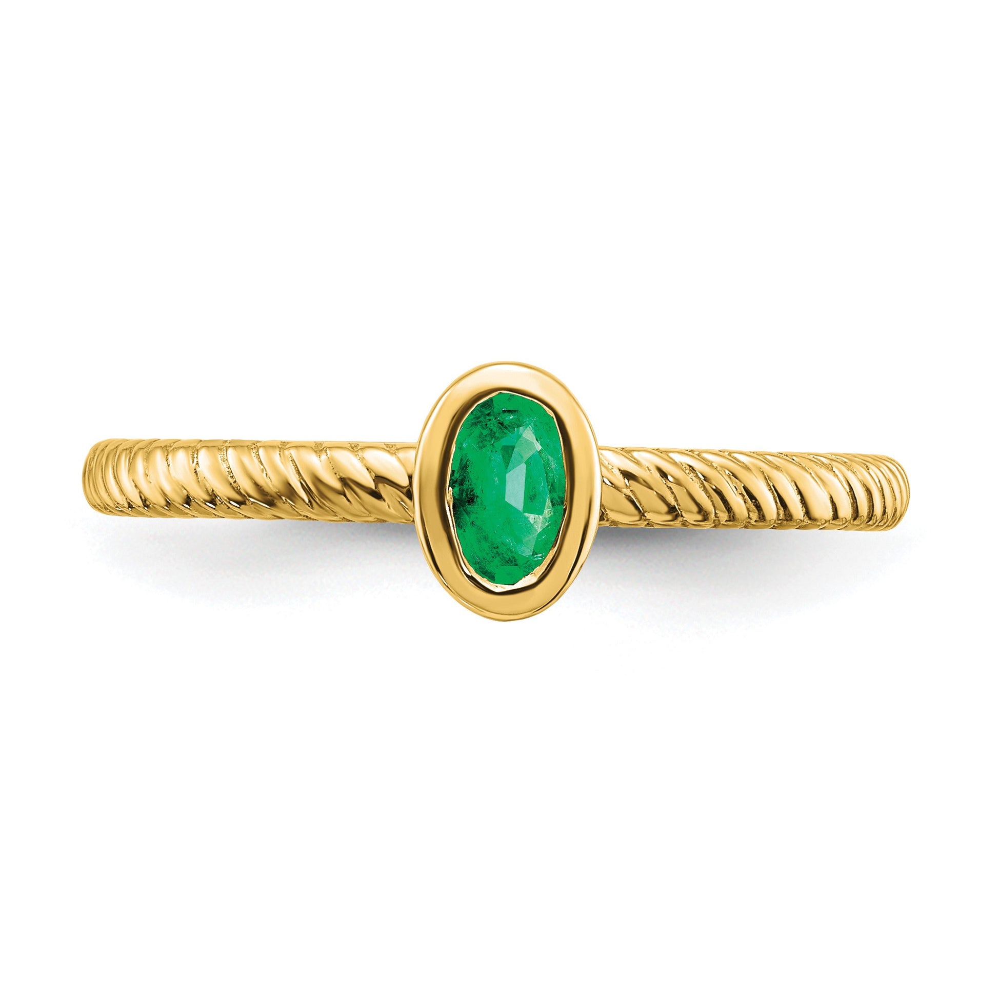 14k 5x3.5mm Oval Bezel Emerald Ring