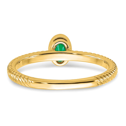 14k 5x3.5mm Oval Bezel Emerald Ring