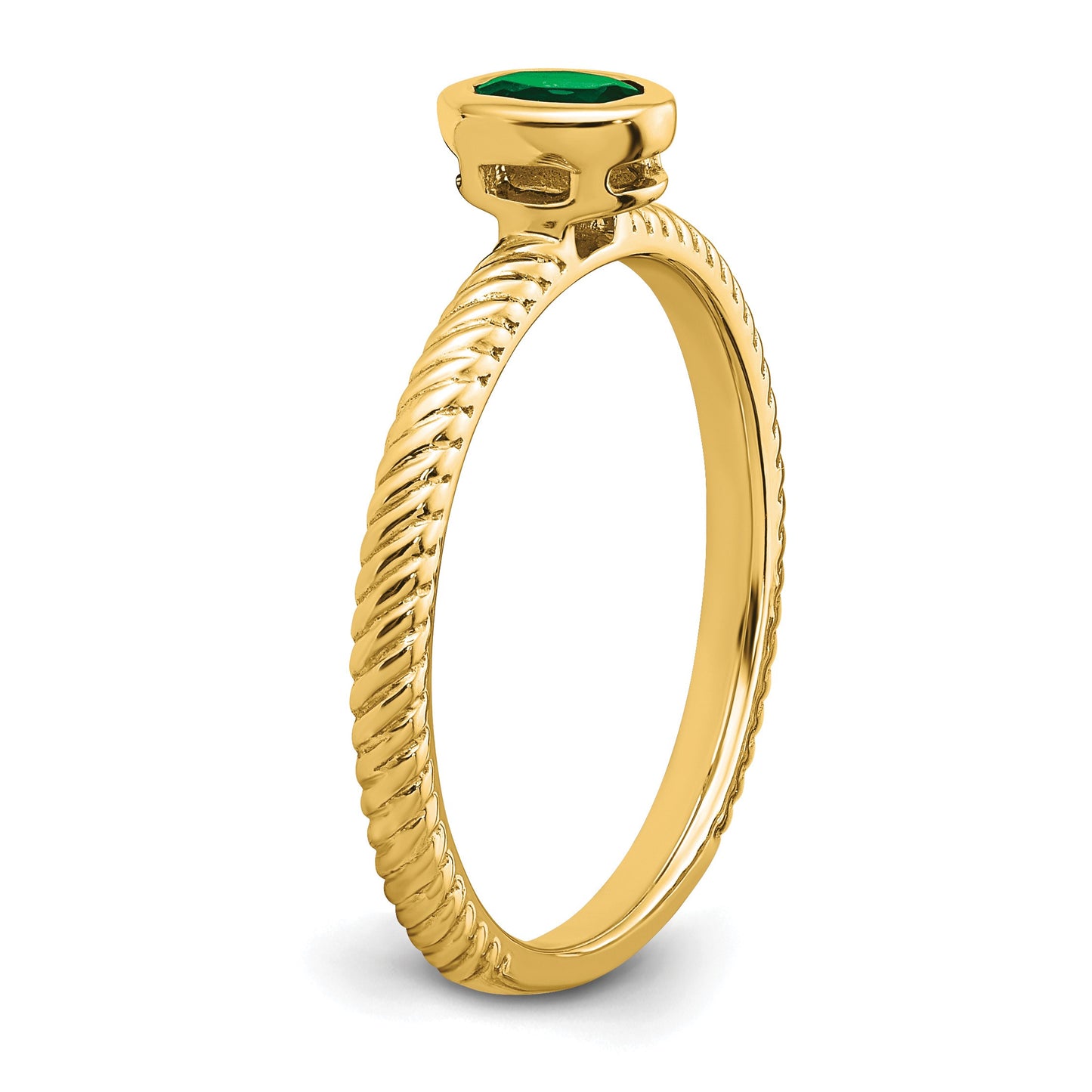 14k 5x3.5mm Oval Bezel Emerald Ring