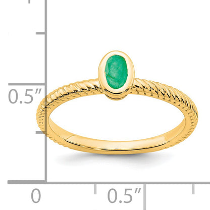 14k 5x3.5mm Oval Bezel Emerald Ring