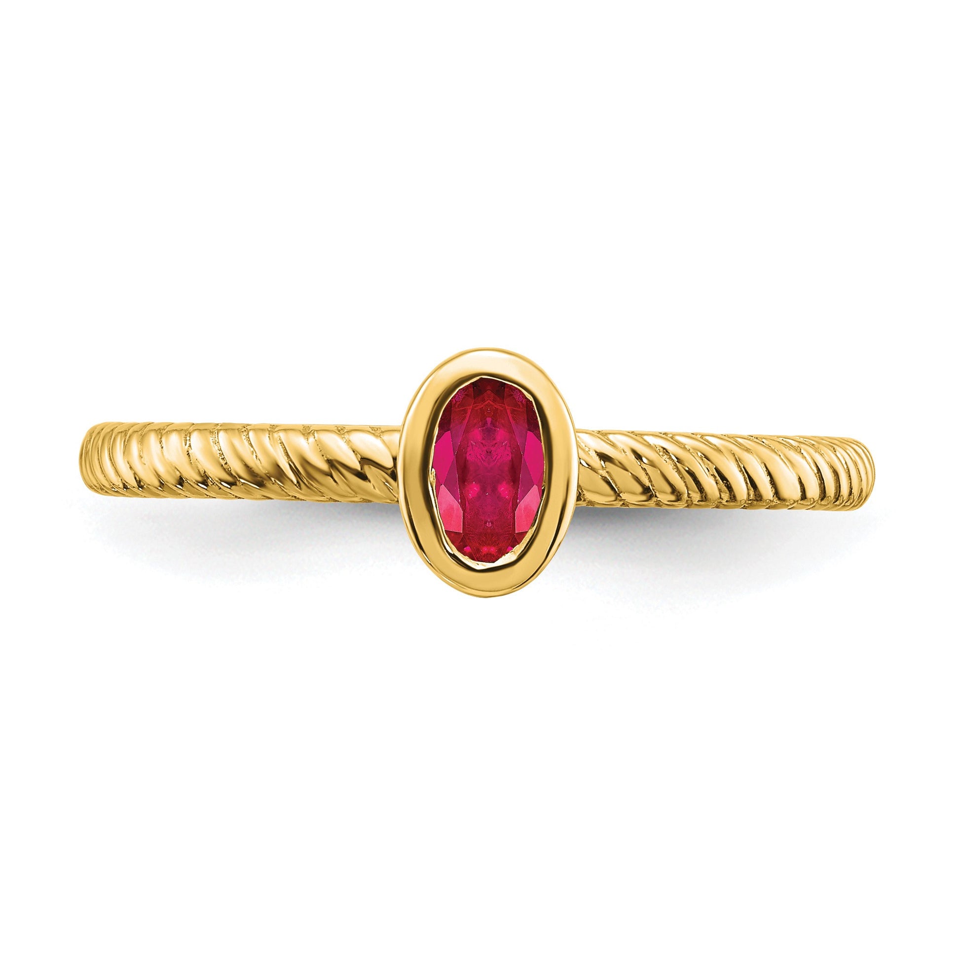 14k 5x3.5mm Oval Bezel Ruby Ring
