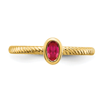 14k 5x3.5mm Oval Bezel Ruby Ring