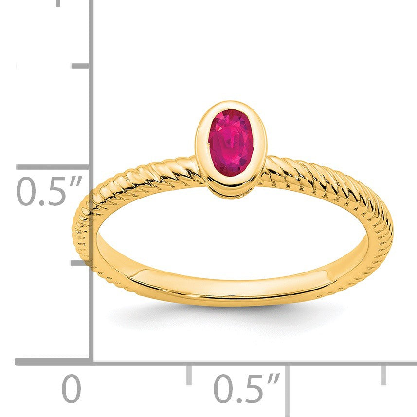 14k 5x3.5mm Oval Bezel Ruby Ring