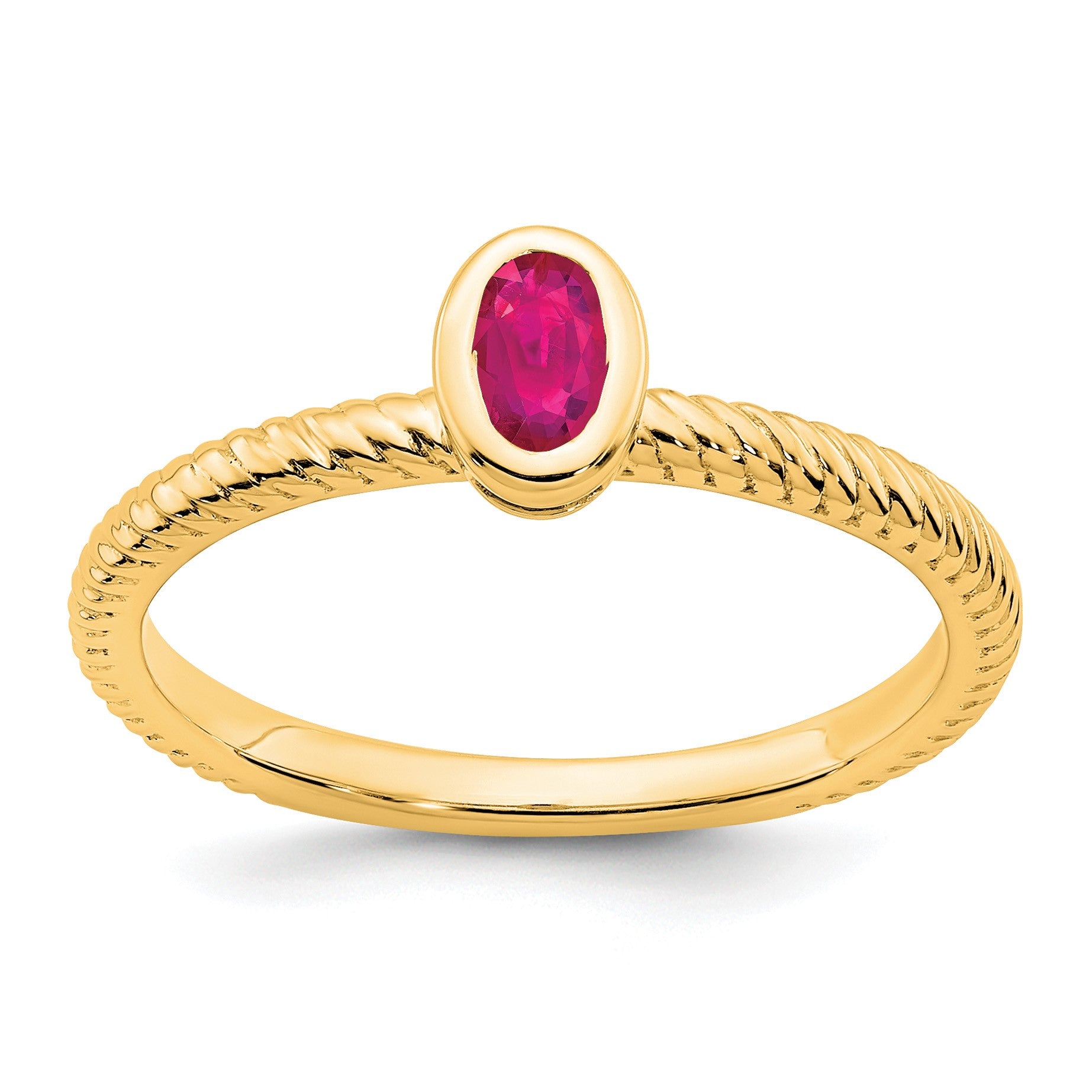 14k 5x3.5mm Oval Bezel Ruby Ring