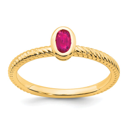 14k 5x3.5mm Oval Bezel Ruby Ring