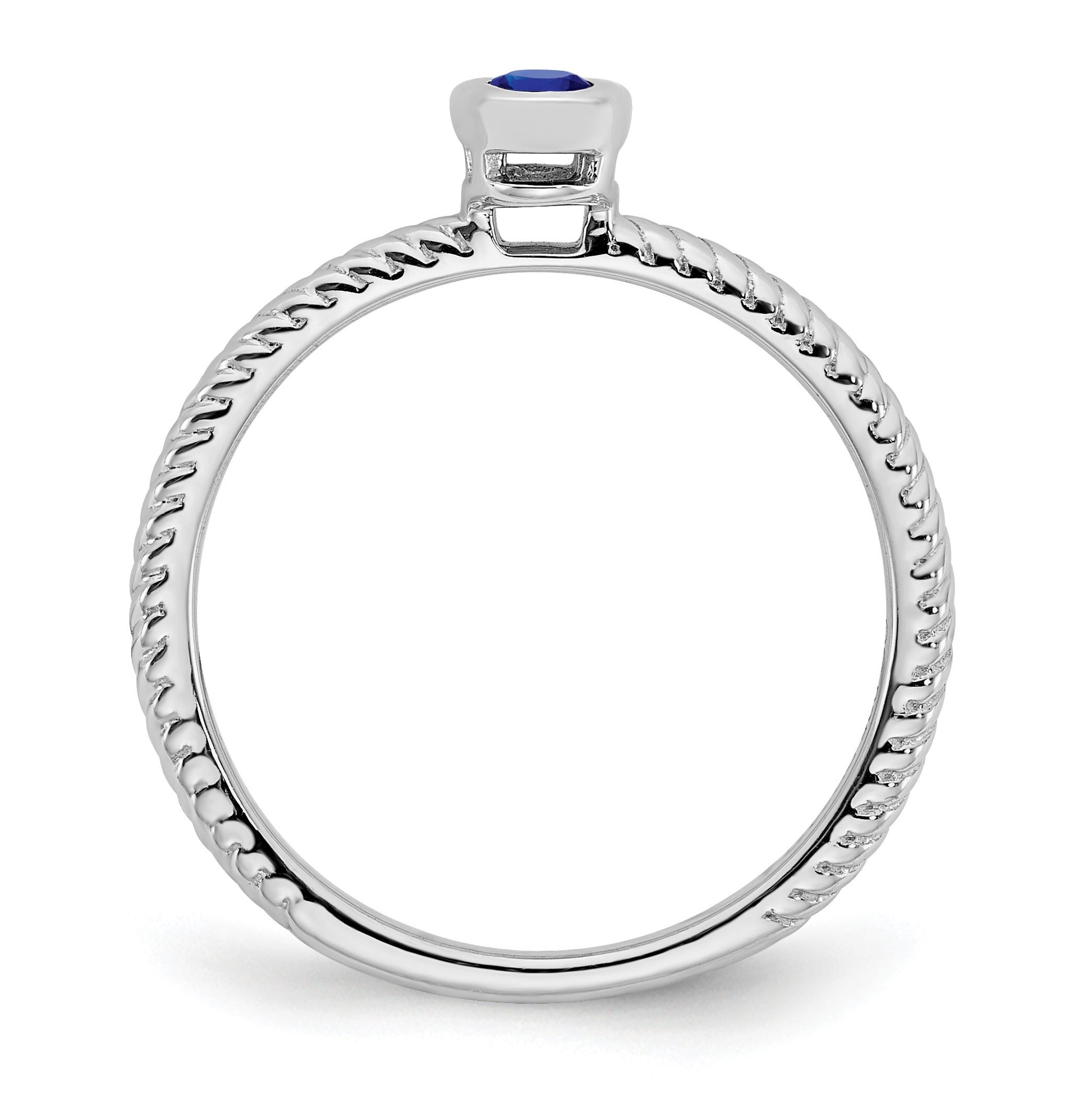 14k White Gold 5x3.5mm Oval Bezel Blue Sapphire Ring