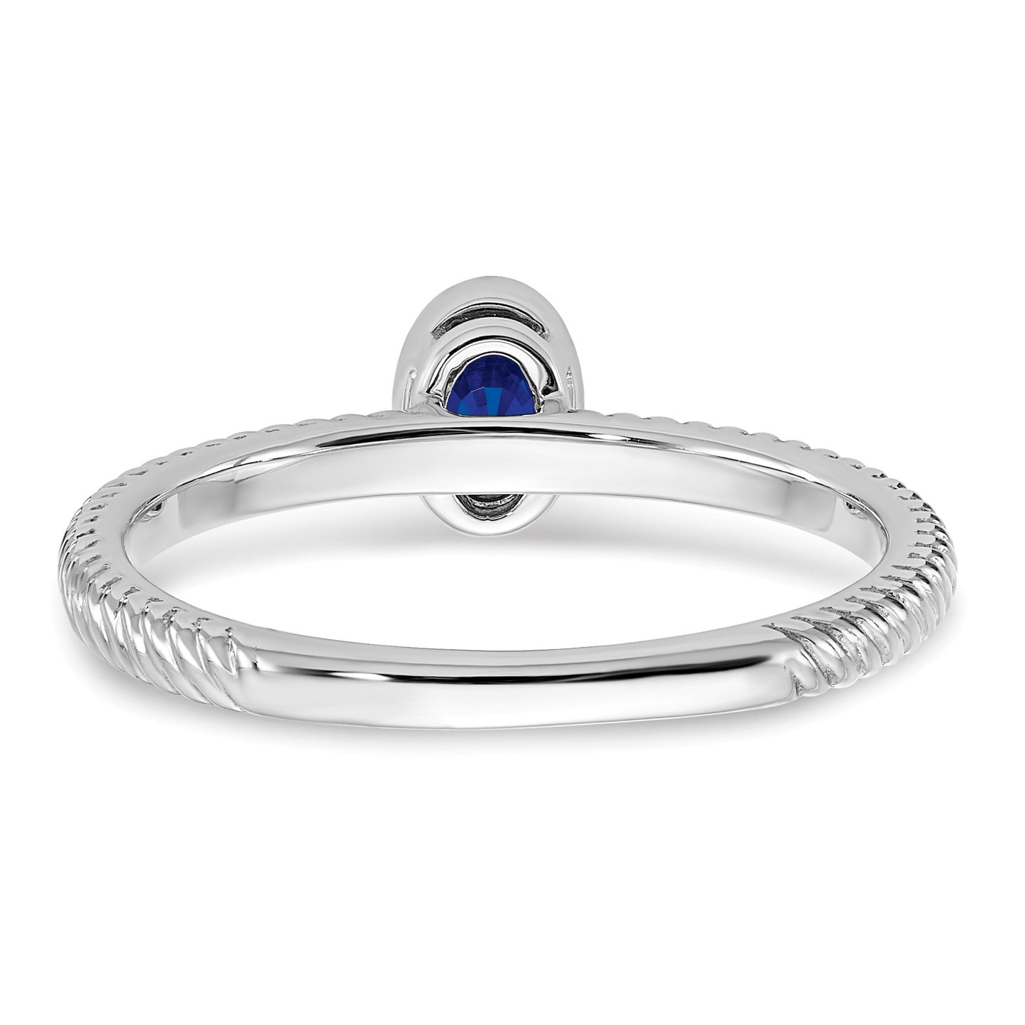 14k White Gold 5x3.5mm Oval Bezel Blue Sapphire Ring