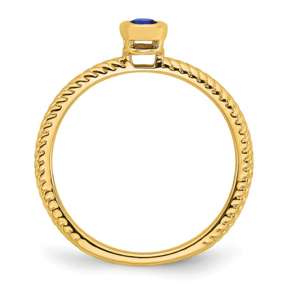 14k 5x3.5mm Oval Bezel Blue Sapphire Ring