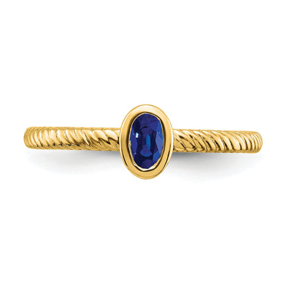 14k 5x3.5mm Oval Bezel Blue Sapphire Ring