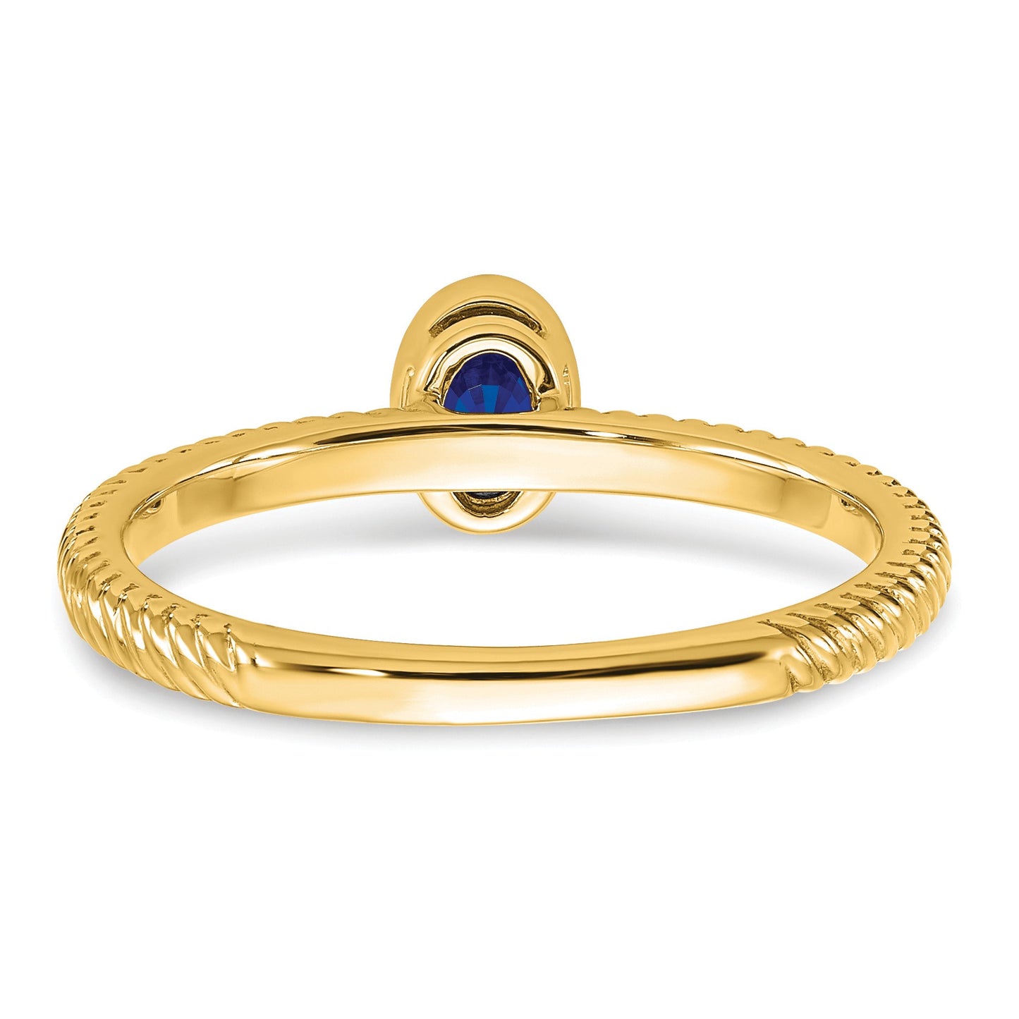 14k 5x3.5mm Oval Bezel Blue Sapphire Ring