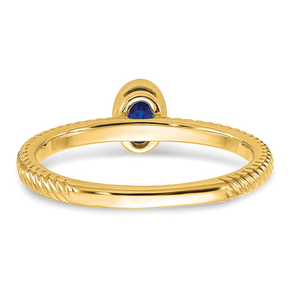 14k 5x3.5mm Oval Bezel Blue Sapphire Ring